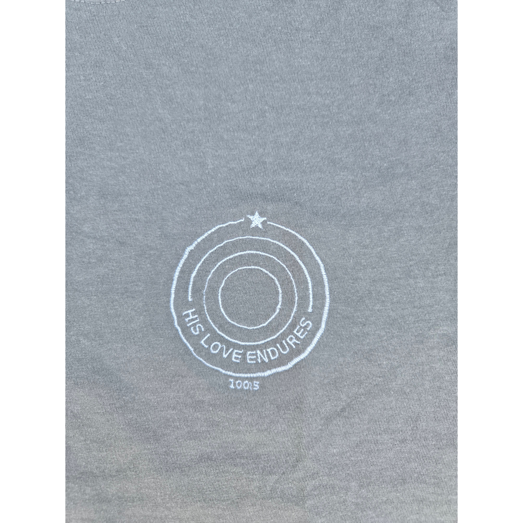 "His Love Endures" Psalm 100:5 Embroidered Tee