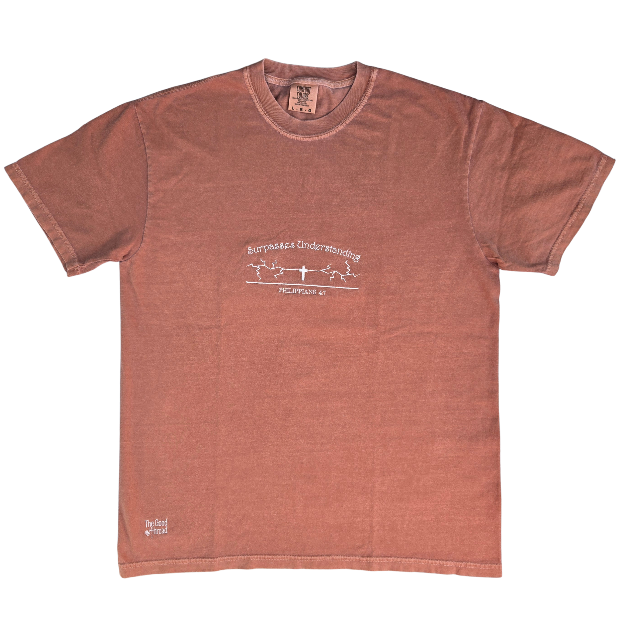 "Surpasses Understanding" Philippians 4:7 Embroidered Tee