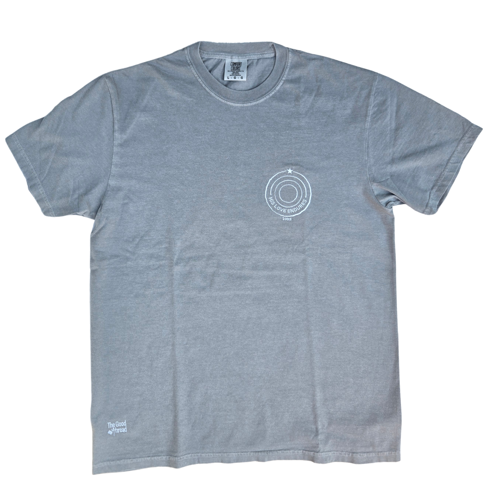 "His Love Endures" Psalm 100:5 Embroidered Tee
